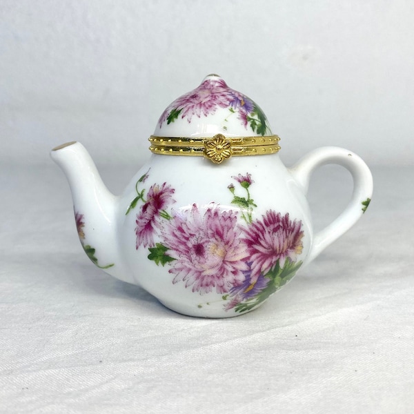 Vintage Porcelain Teapot Hinged Trinket Box