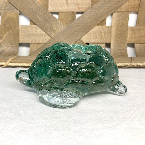 Vintage Green Glass Turtle Tealight Holder