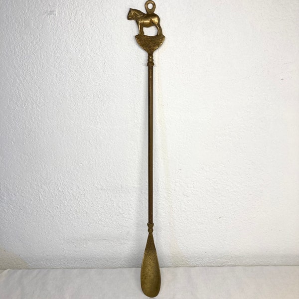 Rare Vintage Brass Horse Shoehorn 19”