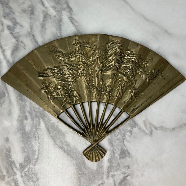 Vintage 8” Brass Fan w/ Phoenix
