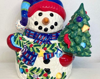 Marketplace Colorful Christmas Snowman Cookie Jar