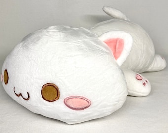Kawaii White Cat Plush Pillow 13”