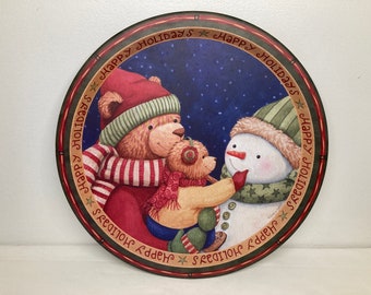 Vintage Christmas Snowman Cookie Biscuit Tin the Lindy Bowman 
