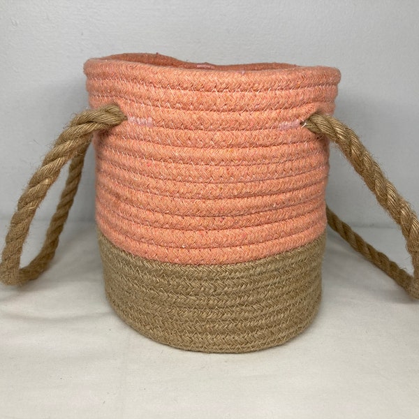 Coiled Rope Basket Coral and Natural Opalhouse