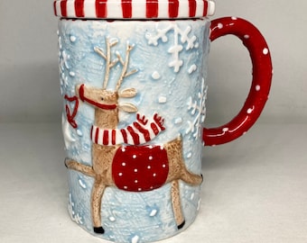 Department 56 Reindeer Mug with Lid