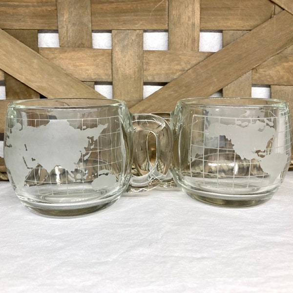 Vintage Nestle World Glass Mugs Set of 2