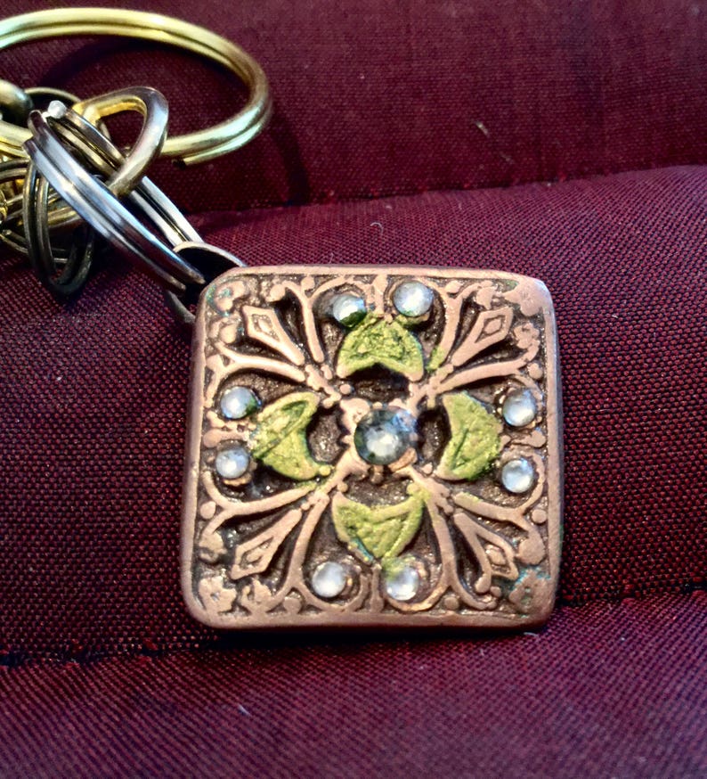 BB20 Keychain Brilliant Bronze Charm, 9 Swarovski Crysrals , Clasp for ...