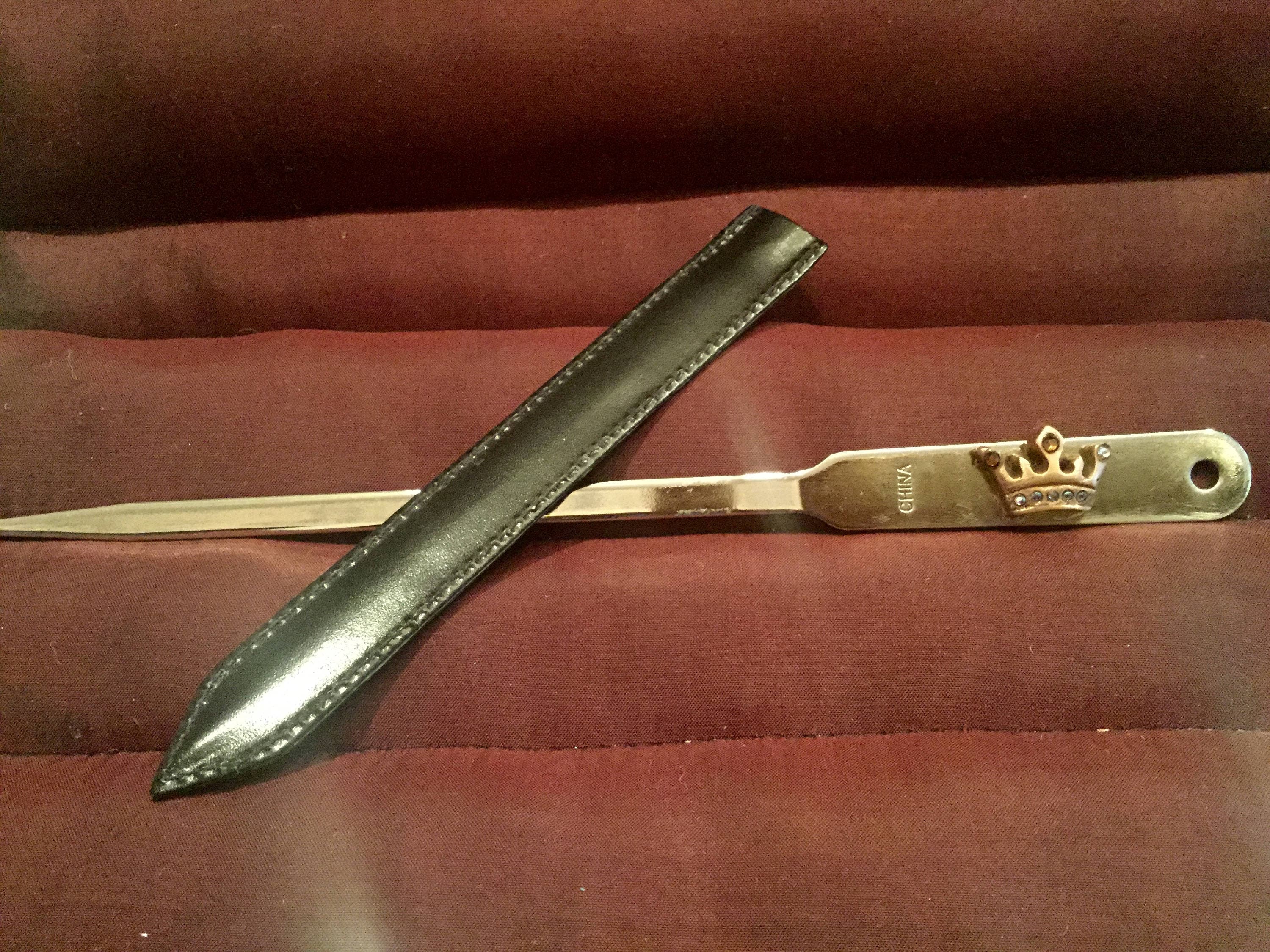 B212 Bronze Letter Opener Crown With Gems Handmade Mounted Etsy