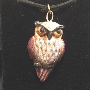 CF019 Bronze owl, handmade, jewelers dye to enhance the features