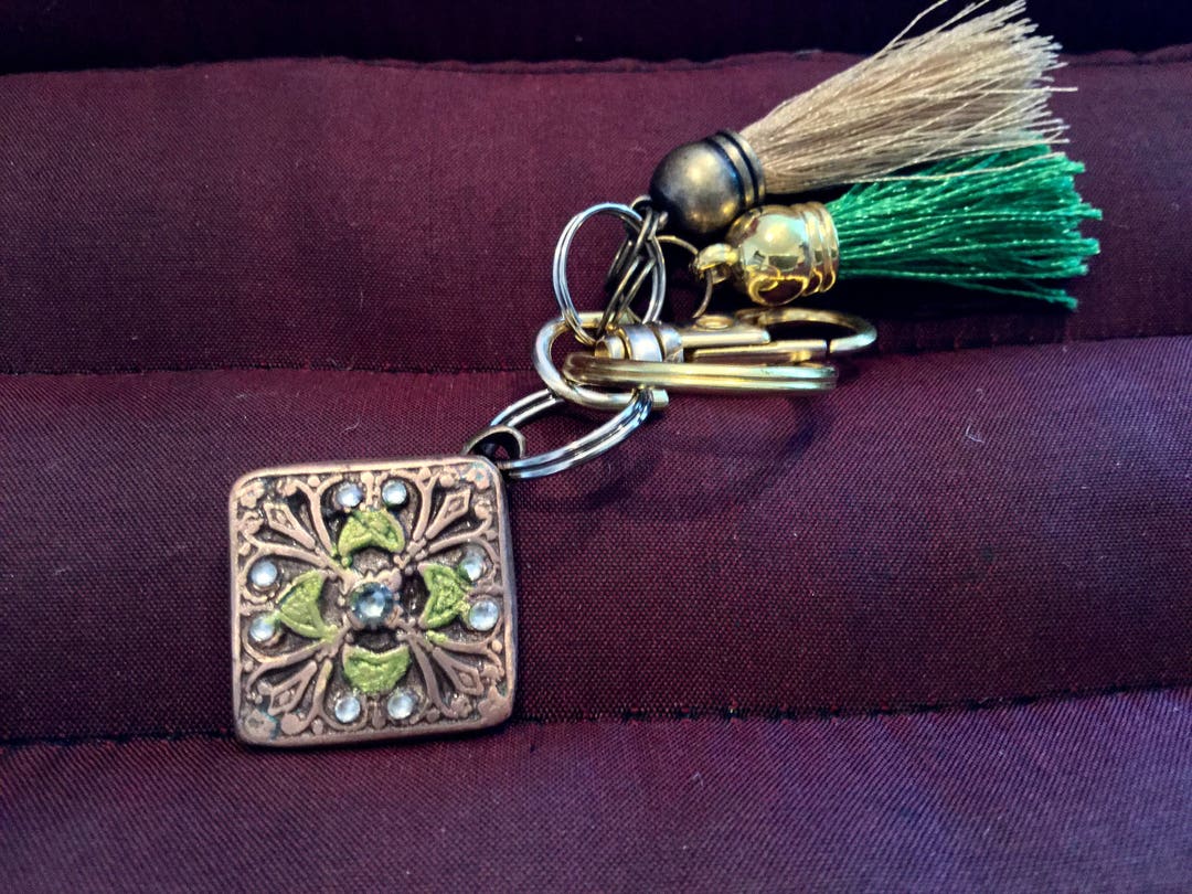 BB20 Keychain Brilliant Bronze Charm, 9 Swarovski Crysrals , Clasp for ...