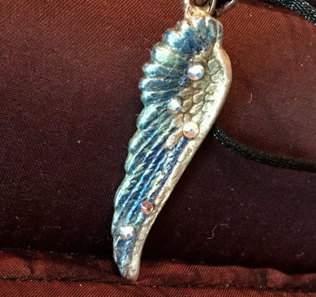 B1362 Bronze Angel Wing Brilliant Bronze With Blue Sapphire Etsy UK