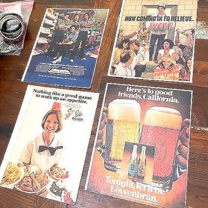 Vintage Magazine Advertisements Choose from Lowenbrau, Coke, Bob's Big Boy, and Foot Locker - Giant's Baseball Program Cover
