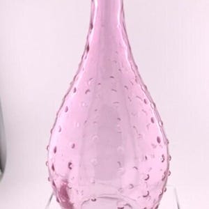 Lovely Pink Hob Knob style glass vase - Bulbous towards the bottom and thin at the neck