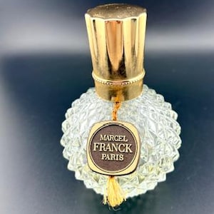 Vintage Marcel Franck Paris Perfume Bottle - Diamond Pattern Cut Glass with Label & Tassel