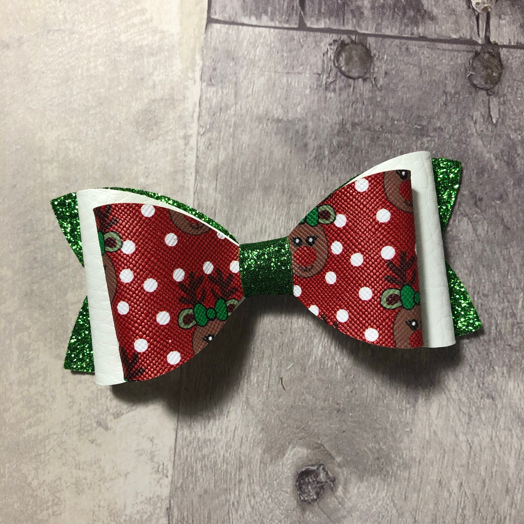 Holiday Faux Leather Hair Bow Etsy