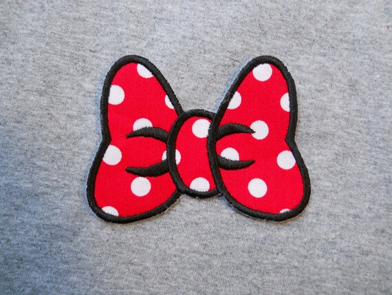 7x7.2cm 10pcs Minnie Mouse RED bow Iron On Sew On Embroidered Patches Appliques Machine Embroidery Needlecraft Sewing KIDS Girls projects