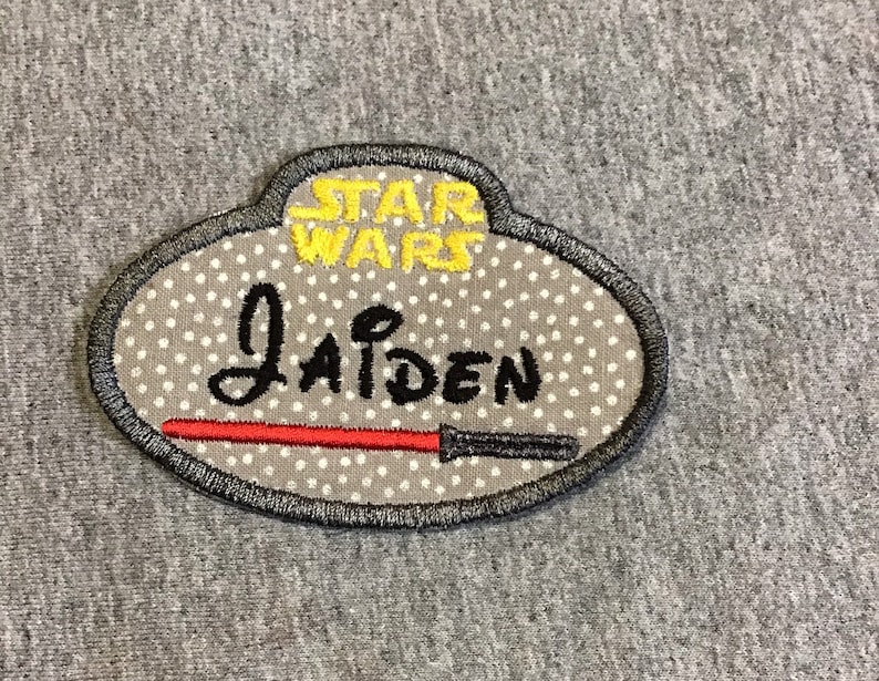 You Choose The Name /& iron on or sew on applique patch Made to order ~ Personalized Space Wars Name badge