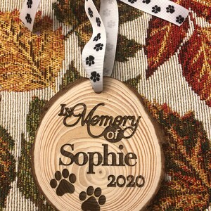 Pet Memorial Personalized Engraved Wood Ornament Keepsake