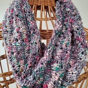 Hand knit silk and wool cowl