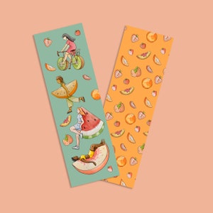 Summer Girls Watercolor Bookmark | Double Sided | Fruity and Fresh | Laminated