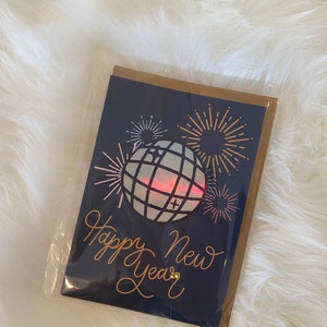 Carte du Nouvel An avec autocollant Disco