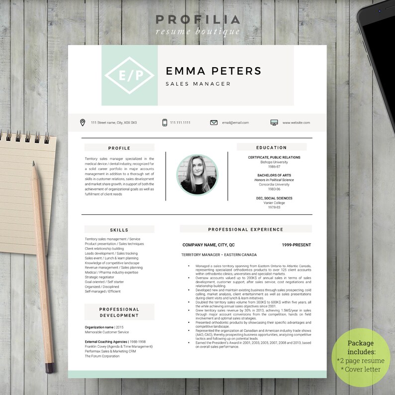 Modern Resume /& Cover Letter Template Editable word format -