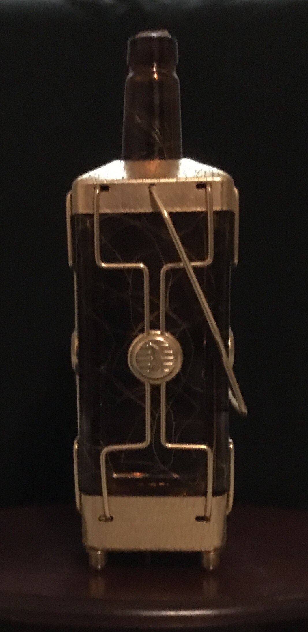 Vintage Brass Liquor Bottle Music Box Holder With Bottle Etsy