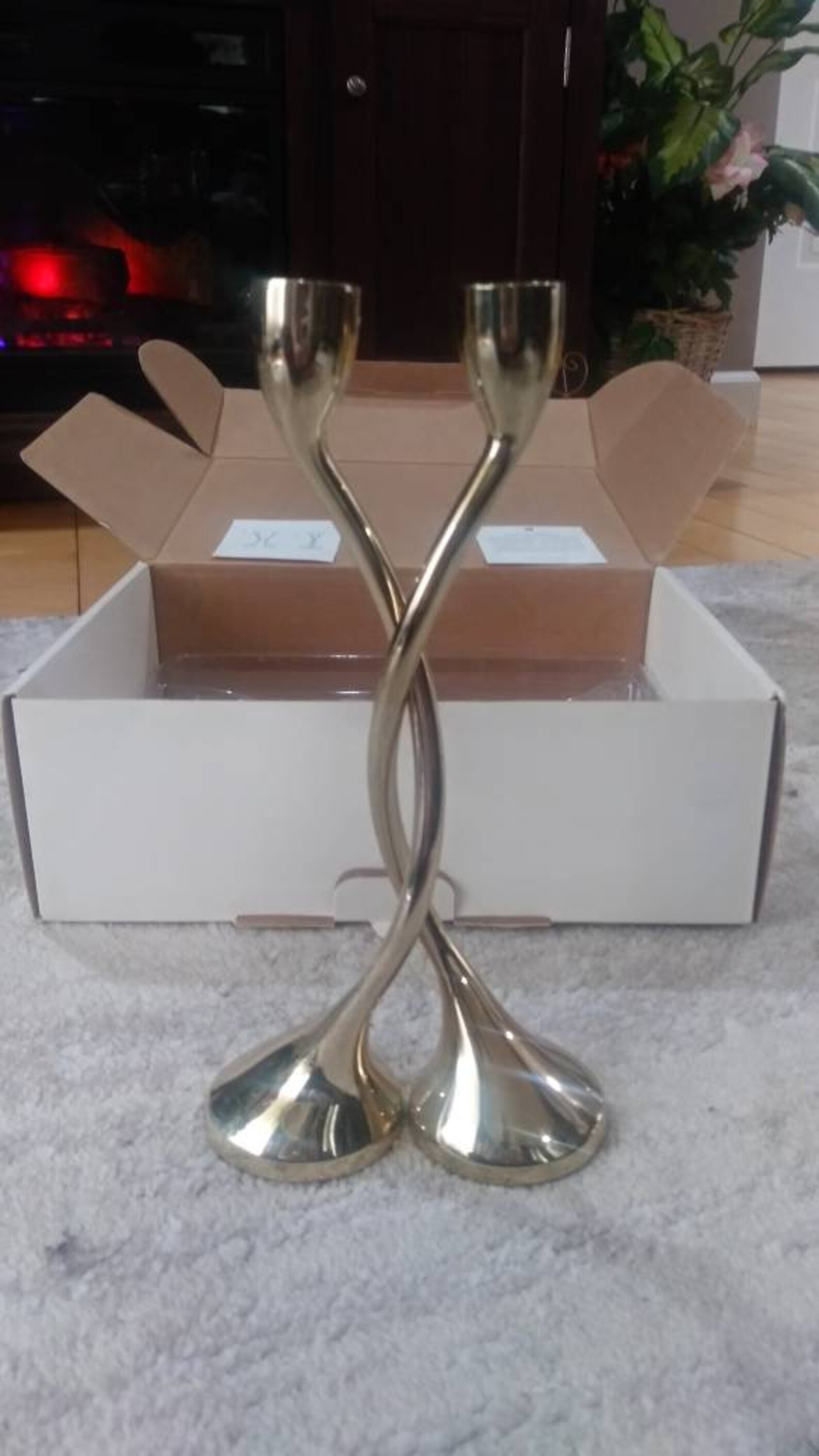 Red Envelope Twist Brass Candle Stick Holders. Etsy