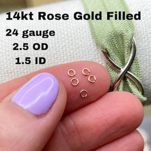 Set of 50 x 24 gauge 2.5mm 14kt Rose Gold Filled EXTREMELY TINY Thinnest + Smallest Open Jumpring - Permanent Jewelry Supply - USA made J2