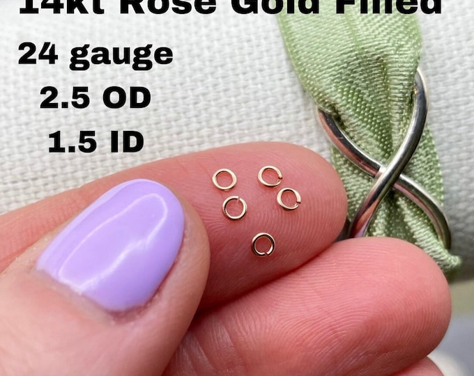 Set of 50 x 24 gauge 2.5mm 14kt Rose Gold Filled EXTREMELY TINY Thinnest + Smallest Open Jumpring - Permanent Jewelry Supply - USA made J2