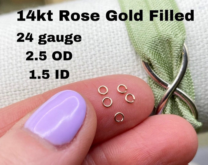 Set of 50 x 24 gauge 2.5mm 14kt Rose Gold Filled EXTREMELY TINY Thinnest + Smallest Open Jumpring - Permanent Jewelry Supply - USA made J2