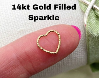 Set of 5 x Sparkle Heart Connectors for Permanent Jewelry - 14kt Gold Filled - 10mm wire heart - Bulk Permanent Jewelry Supply - USA made