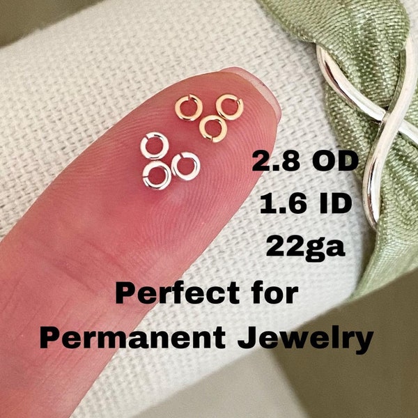 Set of 50 x Tiny Jumpring 22ga 2.8mm Open - Sterling Silver or 14kt Gold-Filled or Rose - For Permanent Jewelry Wholesale Jewelry - USA made