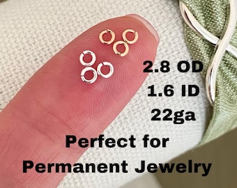 Set of 50 x Tiny Jumpring 22ga 2.8mm Open - Sterling Silver or 14kt Gold-Filled or Rose - For Permanent Jewelry Wholesale Jewelry - USA made