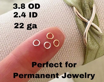 Set of 50 x Jumprings 22ga 3.8mm Open - Sterling Silver or 14kt Gold-Filled or Rose For Permanent Jewelry Chain - Wholesale Supply USA made