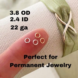 Set of 50 x Jumprings 22ga 3.8mm Open - Sterling Silver or 14kt Gold-Filled or Rose For Permanent Jewelry Chain - Wholesale Supply USA made