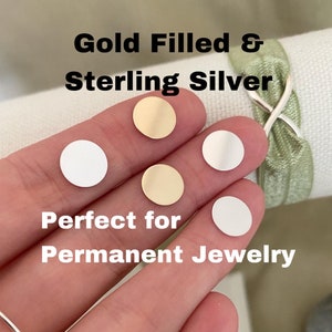 Set of 5 x 14kt Gold Filled or Sterling Silver Stamping Blank Disks 9.5mm 24 gauge - Bulk Wholesale Permanent Jewelry Supply - USA made