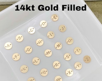 Letter Connectors - 6mm 14kt Gold Filled Alphabet Connectors for Bracelet - Initial Charm Disk - Permanent Jewelry Supplies Wholesale