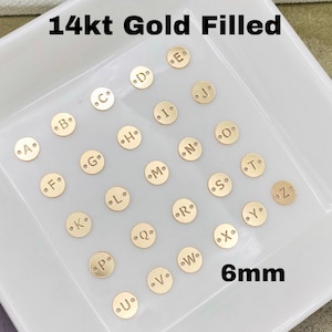 Letter Connectors - 6mm 14kt Gold Filled Alphabet Connectors for Bracelet - Initial Charm Disk - Permanent Jewelry Supplies Wholesale