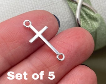 Set of 5 x Larger Sterling Silver Cross Connectors for Permanent Jewlery - 925 Sterling Silver - 19mm cross link - Permanent Jewelry