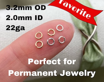 Set of 50 x Tiny Jumpring 22ga 3.2mm Open - Sterling Silver or 14kt Gold-Filled - For Permanent Jewelry Wholesale Jewelry Supply - USA J6