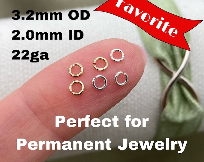Set of 50 x Tiny Jumpring 22ga 3.2mm Open - Sterling Silver or 14kt Gold-Filled - For Permanent Jewelry Wholesale Jewelry Supply - USA J6