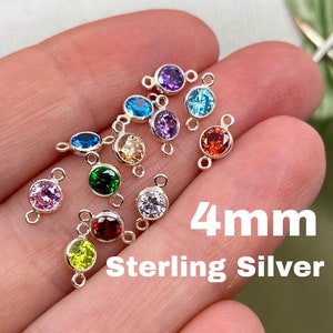 4mm Sterling Silver Birthstone CONNECTOR You Choose Mix & Match Top Quality AAA Cz Bezel Wholesale Permanent Jewelry Supply USA Made image 1