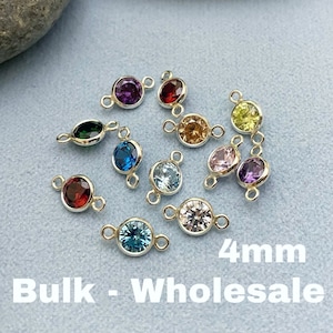 4mm Sterling Silver Birthstone CONNECTOR You Choose Mix & Match Top Quality AAA Cz Bezel Wholesale Permanent Jewelry Supply USA Made image 10