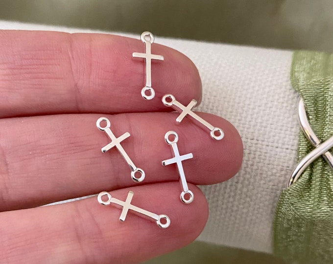 Set of 5 x Sterling Silver Small Cross Connectors for Permanent Jewlery - 925 Sterling Silver 14mm cross link Permanent Jewelry Supplies F12