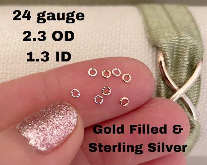 Set of 50 x 24 gauge 2.3mm EXTREMELY TINY Smallest Open Jumpring - Sterling Silver or 14kt Gold-Filled - Permanent Jewelry Supply - USA J3