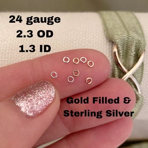 Set of 50 x 24 gauge 2.3mm EXTREMELY TINY Smallest Open Jumpring - Sterling Silver or 14kt Gold-Filled - Permanent Jewelry Supply - USA made