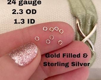 Set of 50 x 24 gauge 2.3mm EXTREMELY TINY Smallest Open Jumpring - Sterling Silver or 14kt Gold-Filled - Permanent Jewelry Supply - USA J3