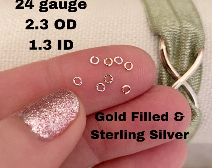 Set of 50 x 24 gauge 2.3mm EXTREMELY TINY Smallest Open Jumpring - Sterling Silver or 14kt Gold-Filled - Permanent Jewelry Supply - USA J3