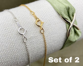 Set of 2 x Finished Necklace Chains with Clasp - 14kt Gold Filled - Dainty Cable Chain for Women - Wholesale